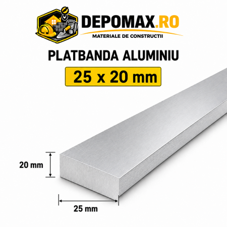 Platbanda aluminiu 25 x 20 mm, 6 metri (EN-AW 6060)